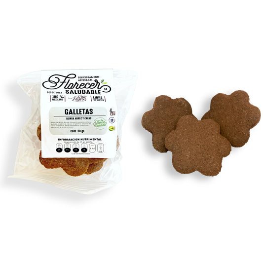 GALLETAS DE QUINOA CON ARROZ Y CACAO FLORECER (50 G)